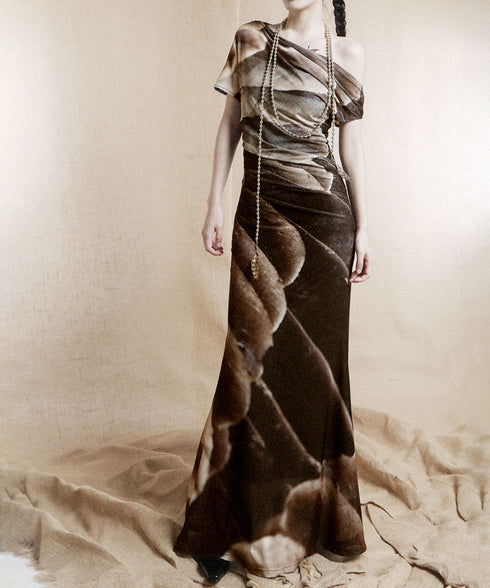 Feather Print Mermaid Dress